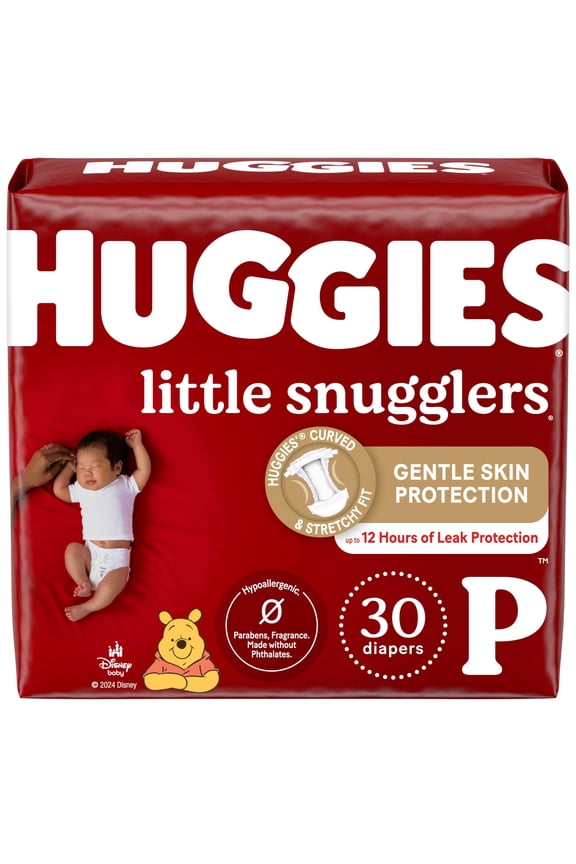 Newborn Diapers, Little Snugglers Baby Diapers, Size Preemie (up to 6 lbs), 30 Count C25