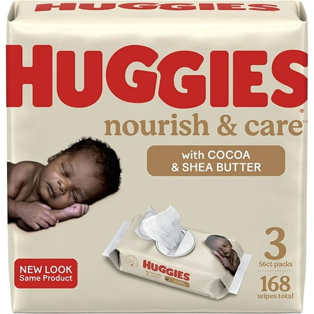 Huggies Nourish & Care Scented Baby Wipes, 3 Pack, 168 Total Ct (Select for More Options)