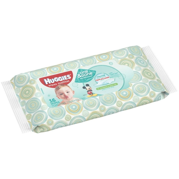 Huggies One & Done Refreshing Cucumber & Green Tea Wipes, 16 Sheets