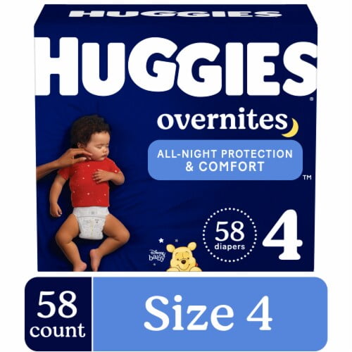 Huggies OverNites Baby Diapers Size 4 (22-37 lbs) 58 count