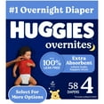 thumbnail image 1 of Huggies Overnites Nighttime Baby Diapers, Size 4 (22-37 lbs), 58 Ct Select for More), 1 of 17