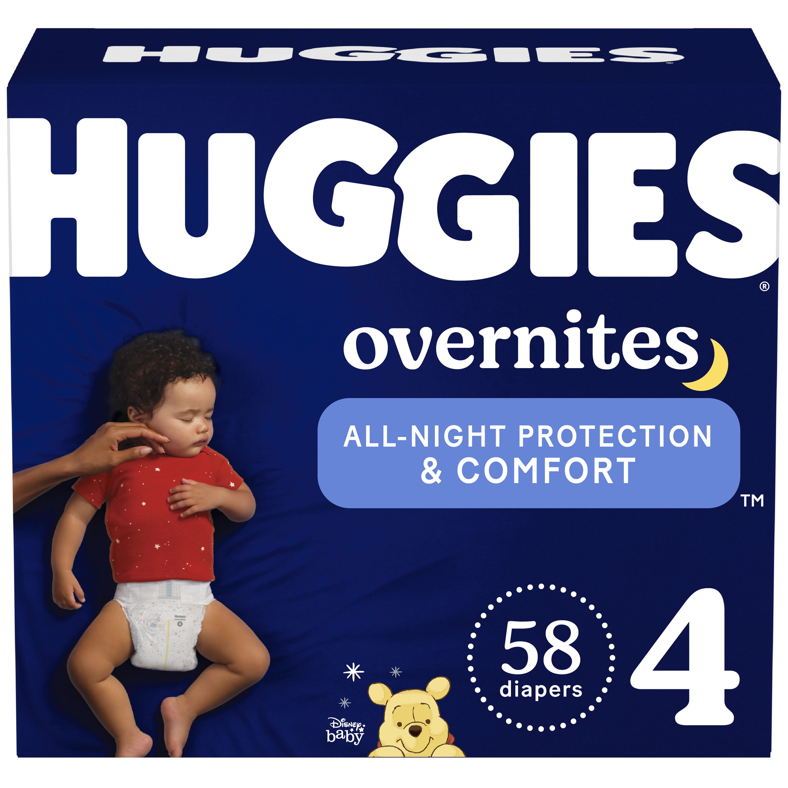 Huggies Overnites Nighttime Baby Diapers, Size 4, 58 Ct 