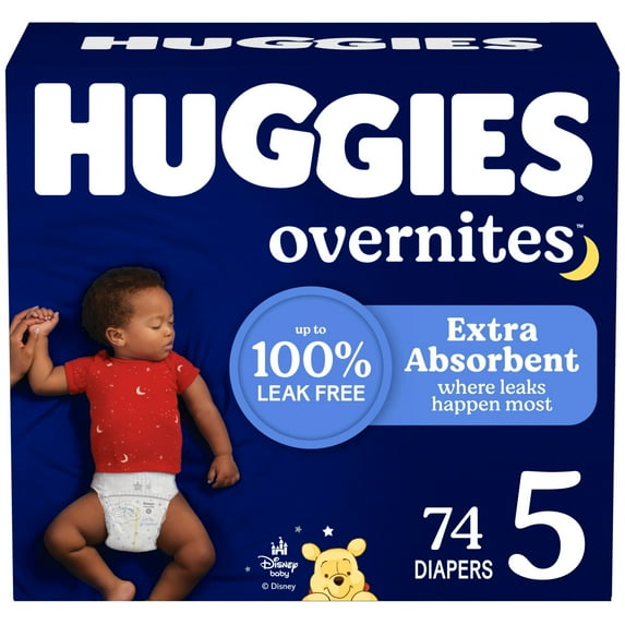 Huggies Overnites Nighttime Diapers, Size 5 (27+ lbs), 74 Ct (Select for More)