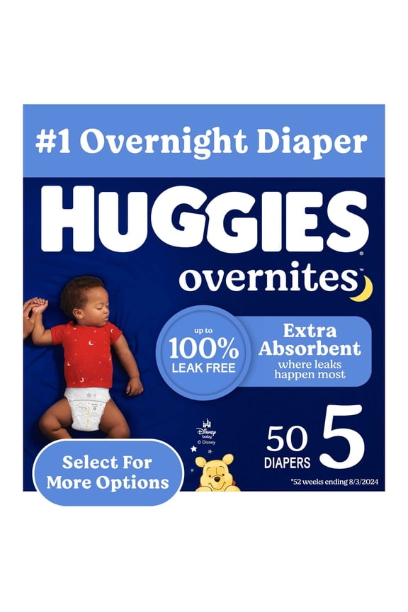 Overnites Nighttime Baby Diapers, Size 5 (27+ lbs), 50 Ct Select for More)