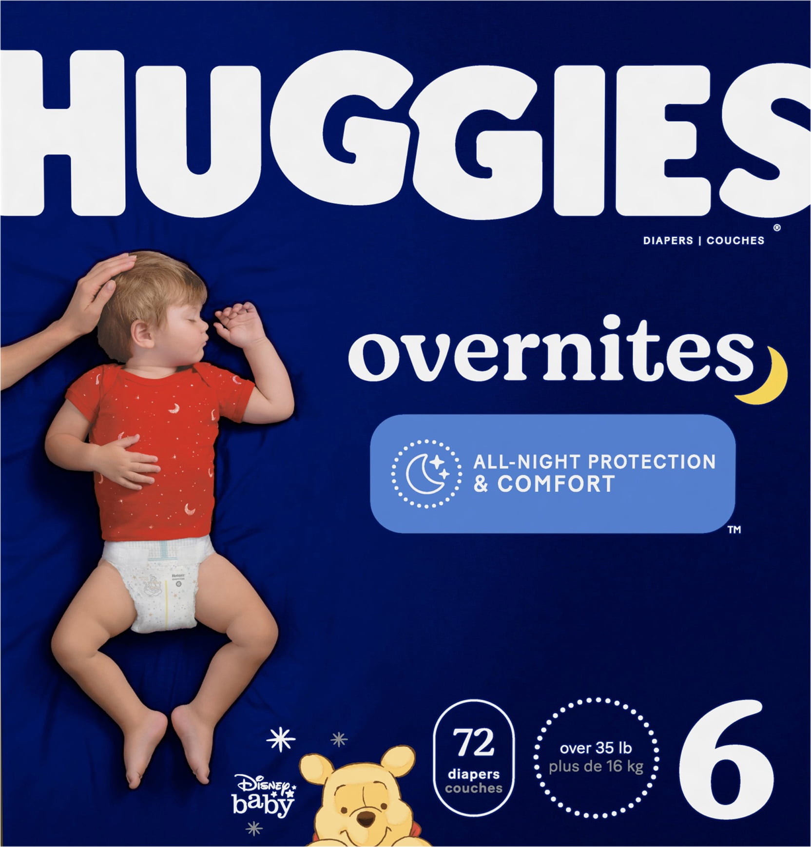 Huggies Overnites Nighttime Baby Diapers, Size 6 (35+ lbs), 72 Ct