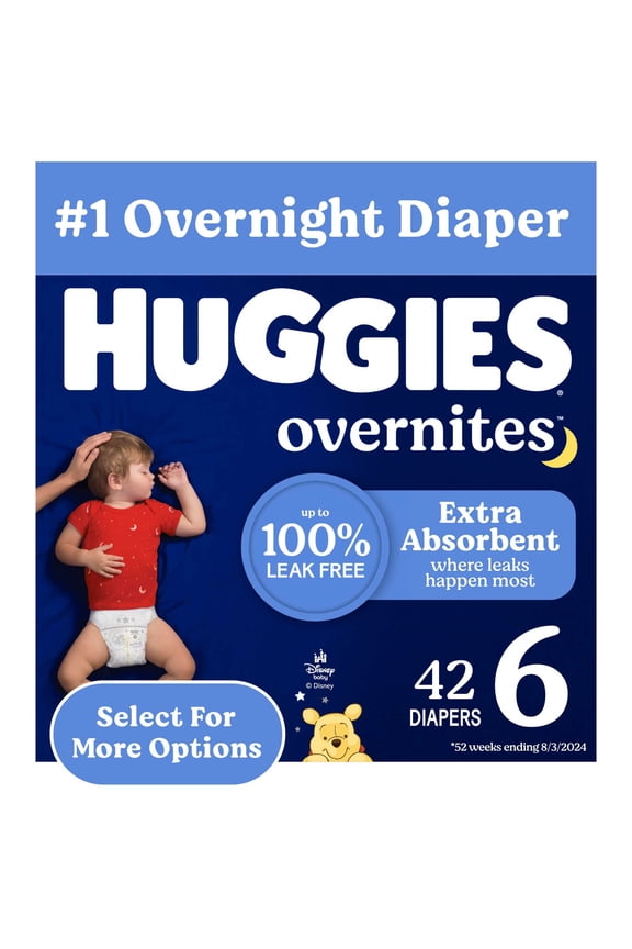 Overnites Nighttime Baby Diapers, Size 6 (35+ lbs), 42 Ct Select for More)