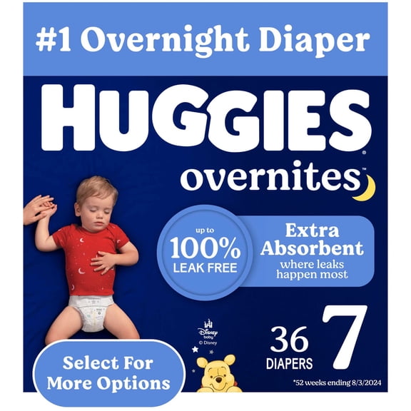 Huggies Overnites Nighttime Baby Diapers, Size 7 (41+ lbs), 36 Ct Select for More)
