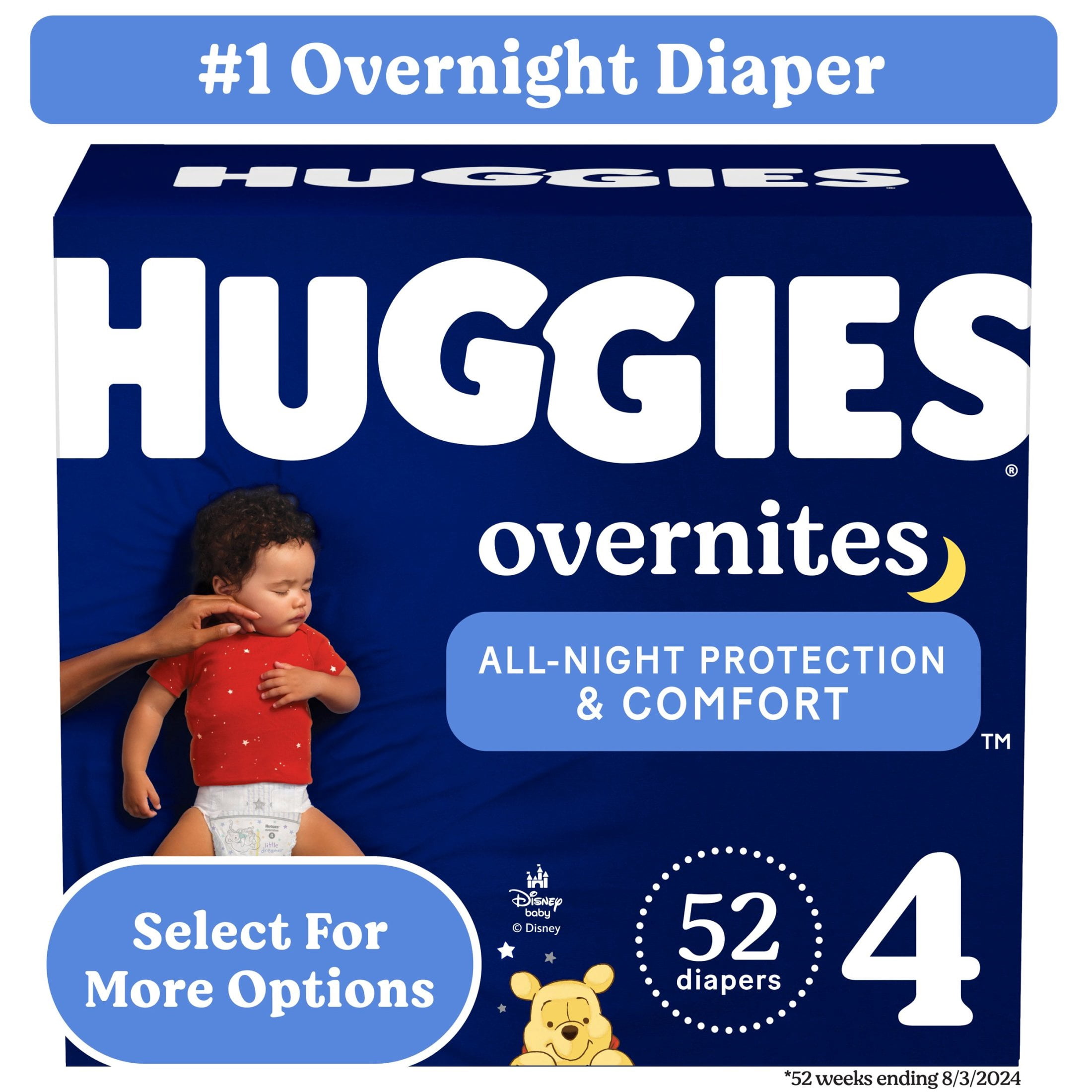 Huggies Overnites Nighttime Diapers, Size 4 (22-37 lbs), 52 Count (Select for More)
