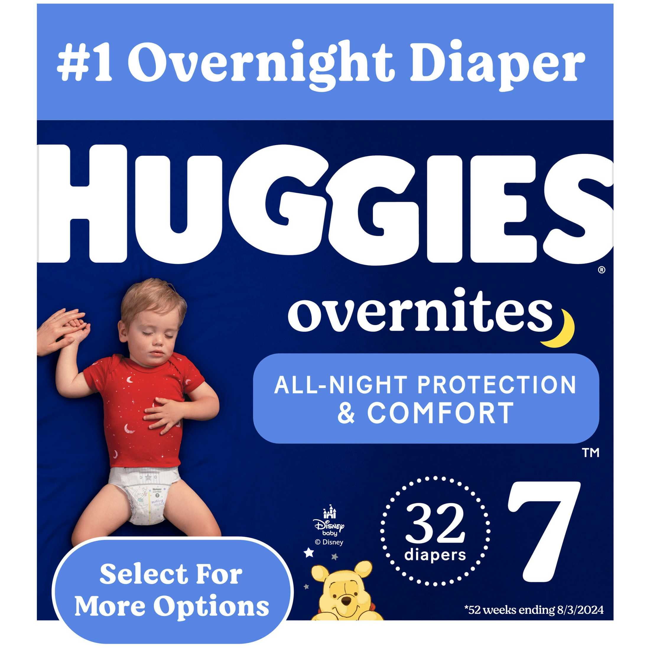 Huggies Overnites Nighttime Diapers, Size 7 (41+ lbs), 32 Count (Select for More)
