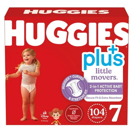 Huggies Plus Diapers Size 7 (41+ Pounds), 104 Count