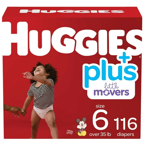 Huggies Little Movers Baby Diapers, Size 6, 96 Ct