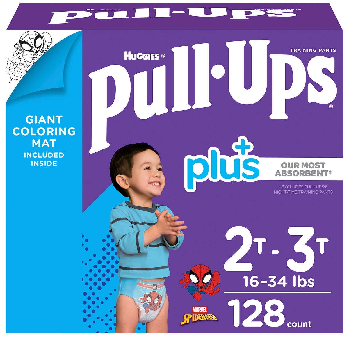 Huggies Pull-Ups Plus Training Pants For Boys One Color, 2T-3T (18