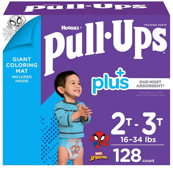 Huggies Pull-Ups Plus Training Pants For Boys – One Color, 2T-3T (18-34 lb/8-15 kg)