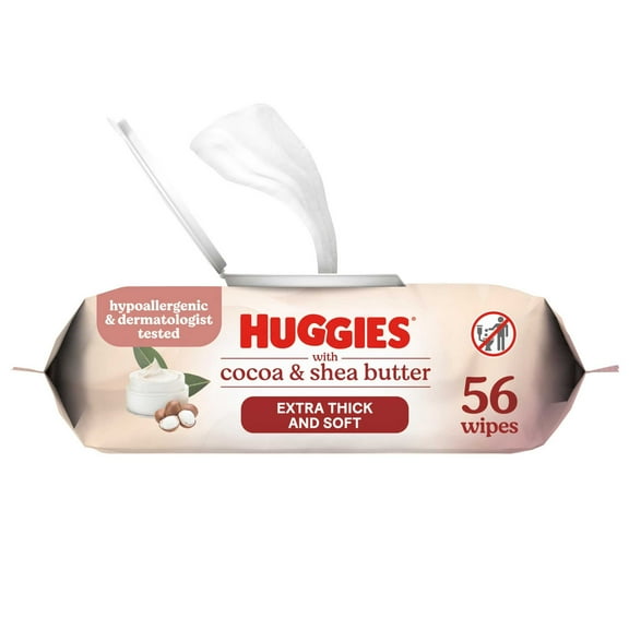 Huggies Sensitive Skincare Baby Wipes with Cocoa & Shea Butter, 1 Flip-Top Pack, 56 Total Count (Select for More)