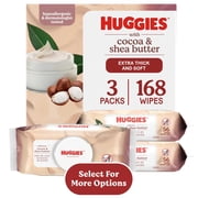 Huggies Sensitive Skincare Baby Wipes with Cocoa & Shea Butter, 3 Flip-Top Packs, 168 Total Count