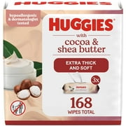 Huggies Sensitive Skincare Baby Wipes with Cocoa & Shea Butter, 3 Flip-Top Packs, 168 Total Count (Select for More)