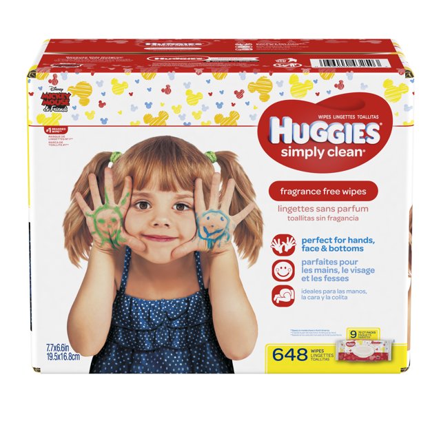 Huggies Simply Clean Baby Wipes Refills, 9 packs of 72 (648 count)