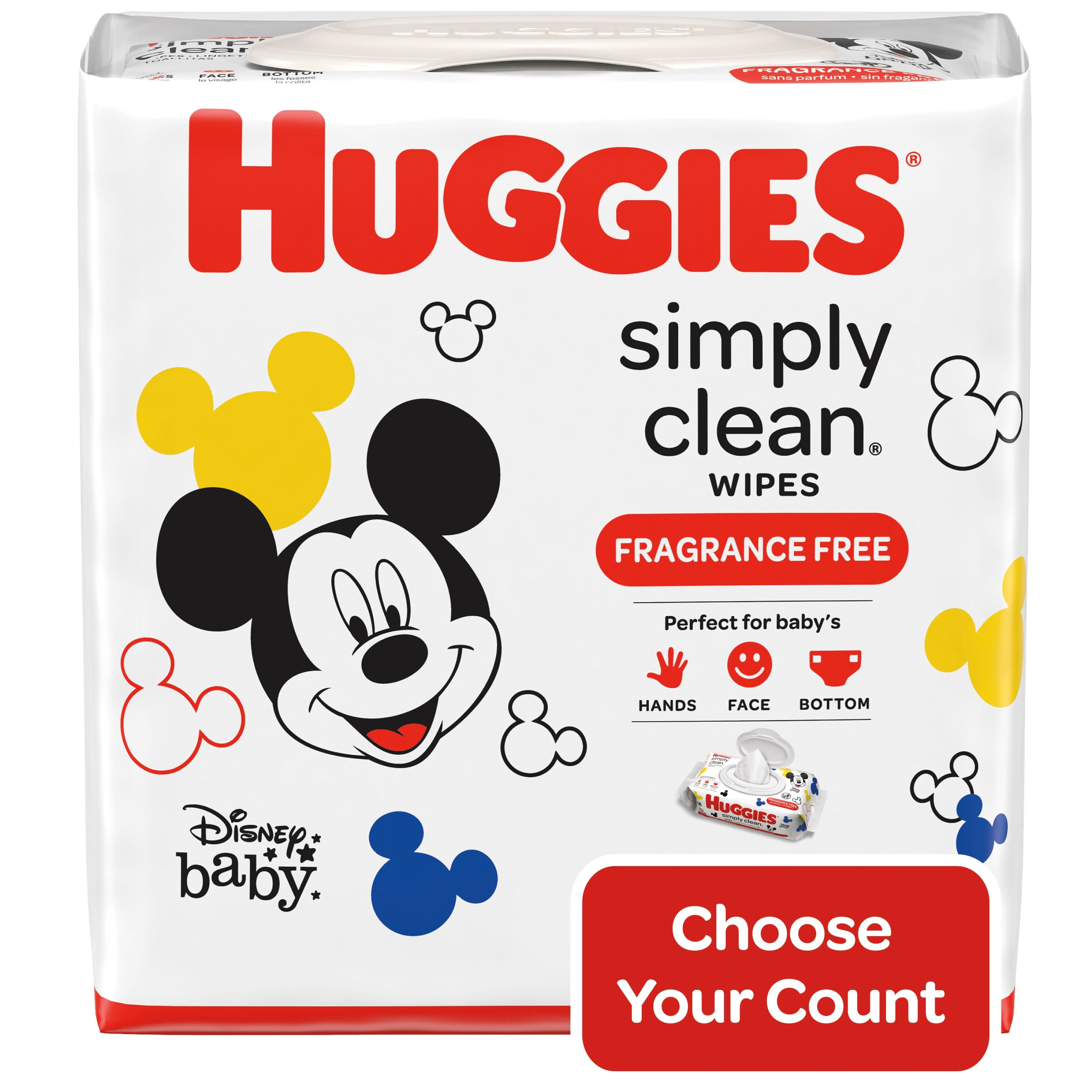 Huggies Simply Clean Unscented Baby Wipes, 11 Flip Lid Packs (704 Wipes total)