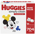 thumbnail image 1 of Huggies Simply Clean Unscented Baby Wipes, 11 Flip Lid Packs (704 Wipes Total), 1 of 6