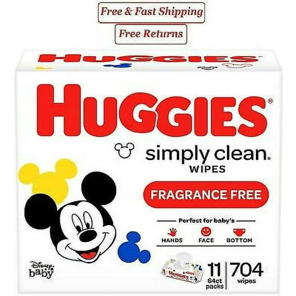 Huggies Simply Clean Unscented Baby Wipes 11 Flip-Top Packs (704 Wipes Total)