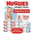 thumbnail image 1 of Huggies Simply Clean Unscented Baby Wipes, 11 Flip-Top Packs, 704 Total Count (Select for More), 1 of 11