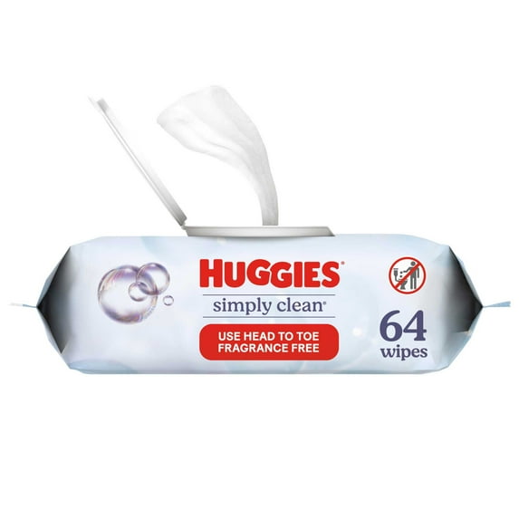 Huggies Simply Clean Unscented Wipes, 1 Flip-Top Pack, 64 Total Count (Select for More)
