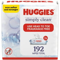 Huggies Simply Clean Unscented Wipes, 3 Flip-Top Packs, 192 Total Ct (Select for More)