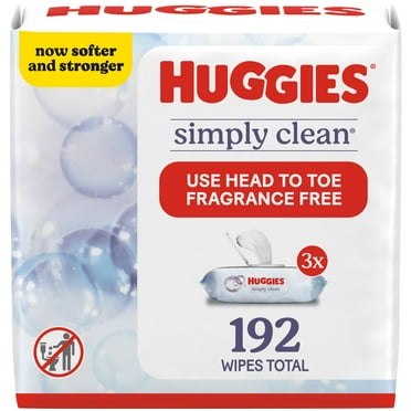 Huggies Simply Clean Unscented Wipes, 3 Flip-Top Packs, 192 Total Ct (Select for More)