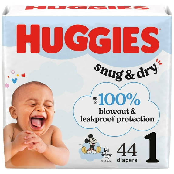 Huggies Size 1 Diapers, Snug & Dry Newborn Diapers, Size 1 (8-14 lbs), 44 Count,