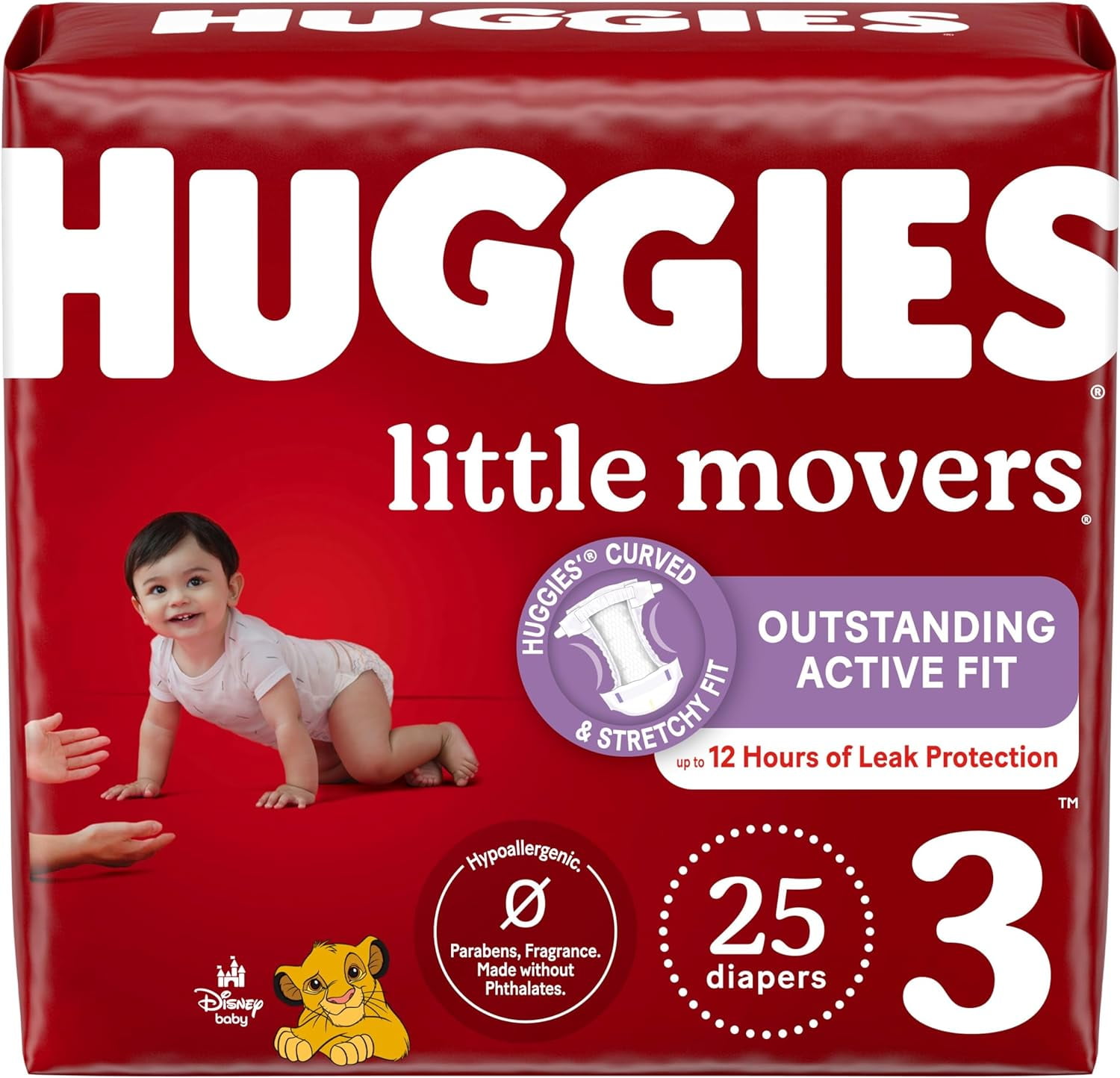 Pañales Huggies Little Movers, Talla 3 (16-28 lb), 25 unidades (El empaque puede variar) Para bebés activos, empaque puede variar - Paquete de 2