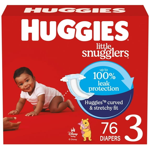 Huggies Little Snugglers Baby Diapers Size 3 (16-28 lbs) 76 count