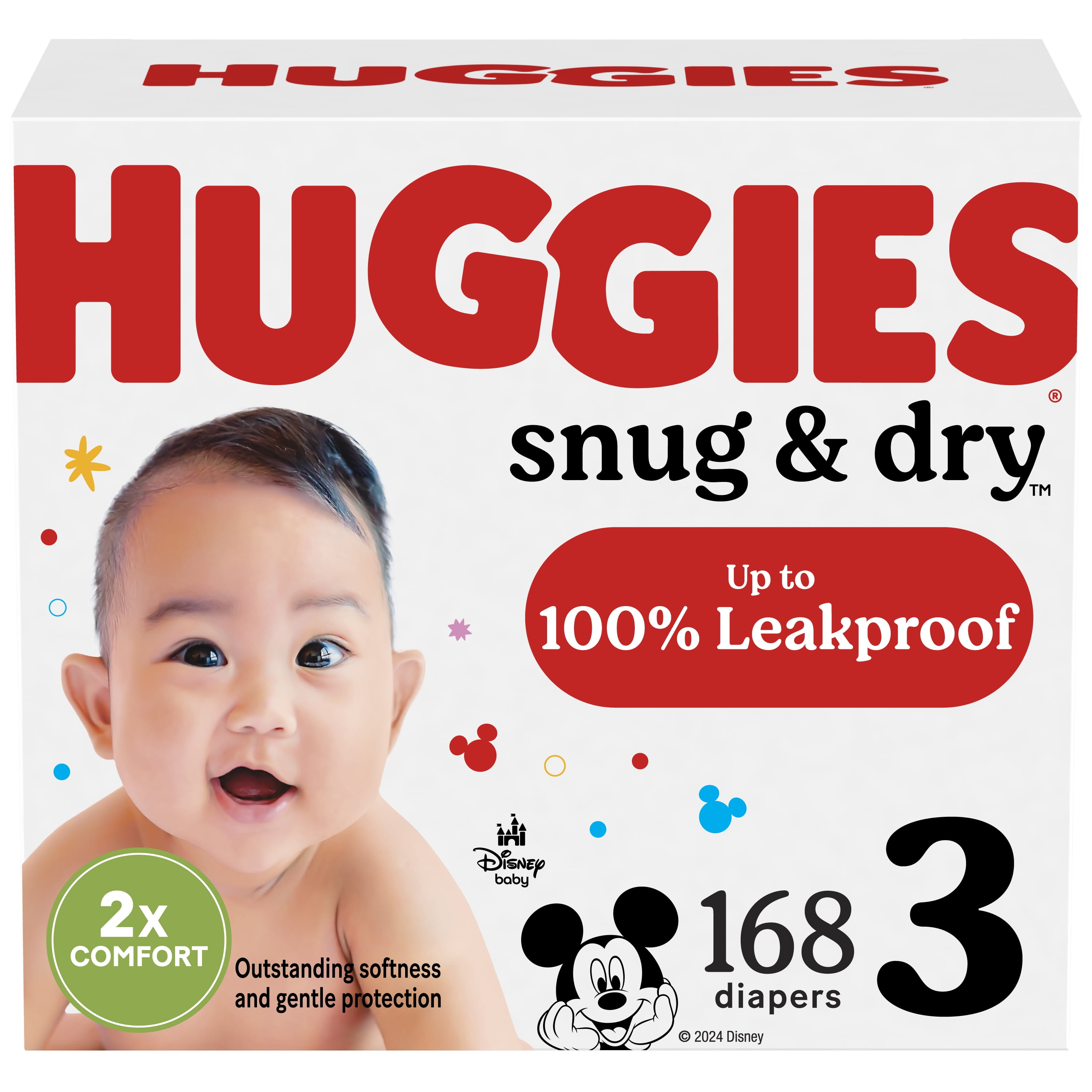 Huggies Size 3 Diapers, Snug & Dry Baby Diapers, Size 3 (16-28 lbs), 168 Count