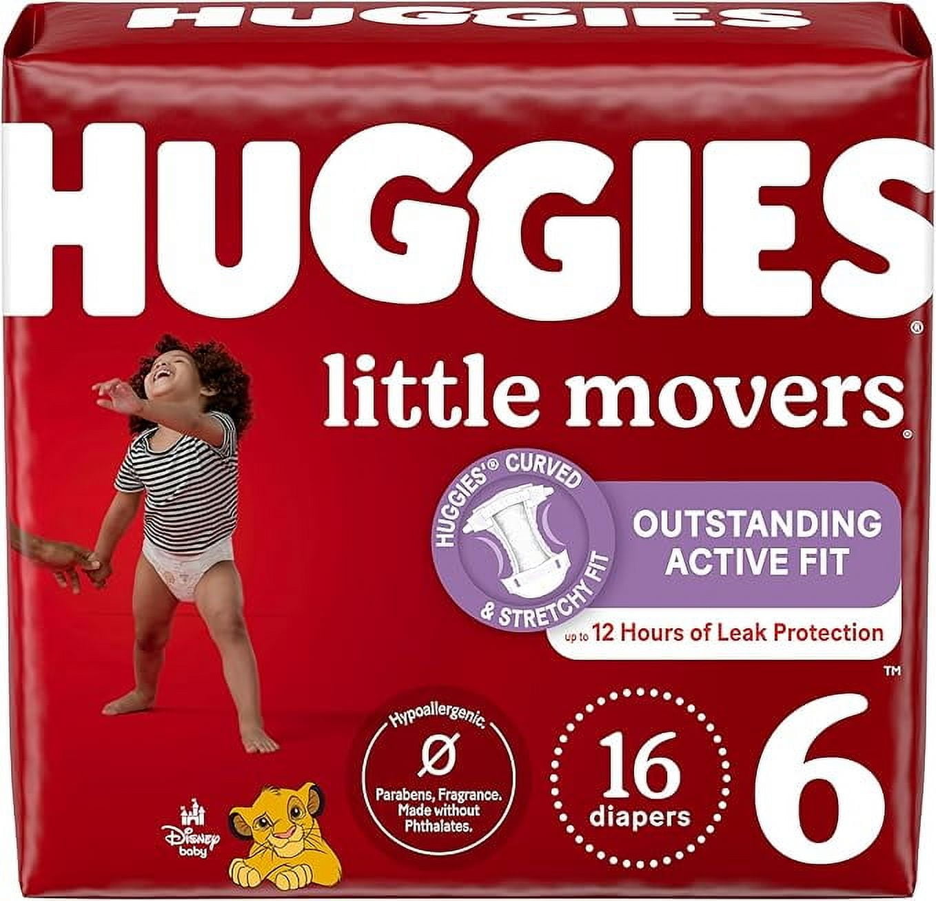 Huggies Size 6 Diapers, Little Movers Baby Diapers, Size 6 (35+ lbs), 16 Count