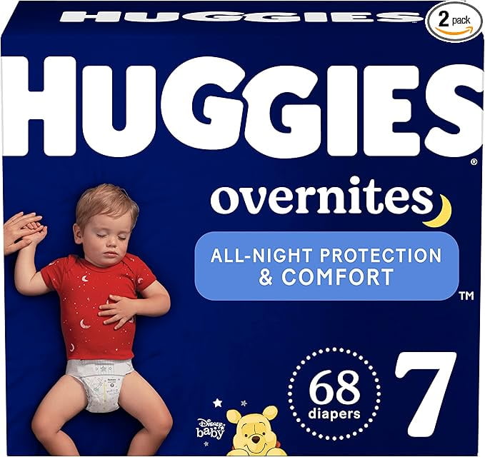 Huggies Size 7 Overnites Baby Diapers: Overnight Diapers, Size 7 (41+ lbs), 68 Ct (2 Packs of 34)
