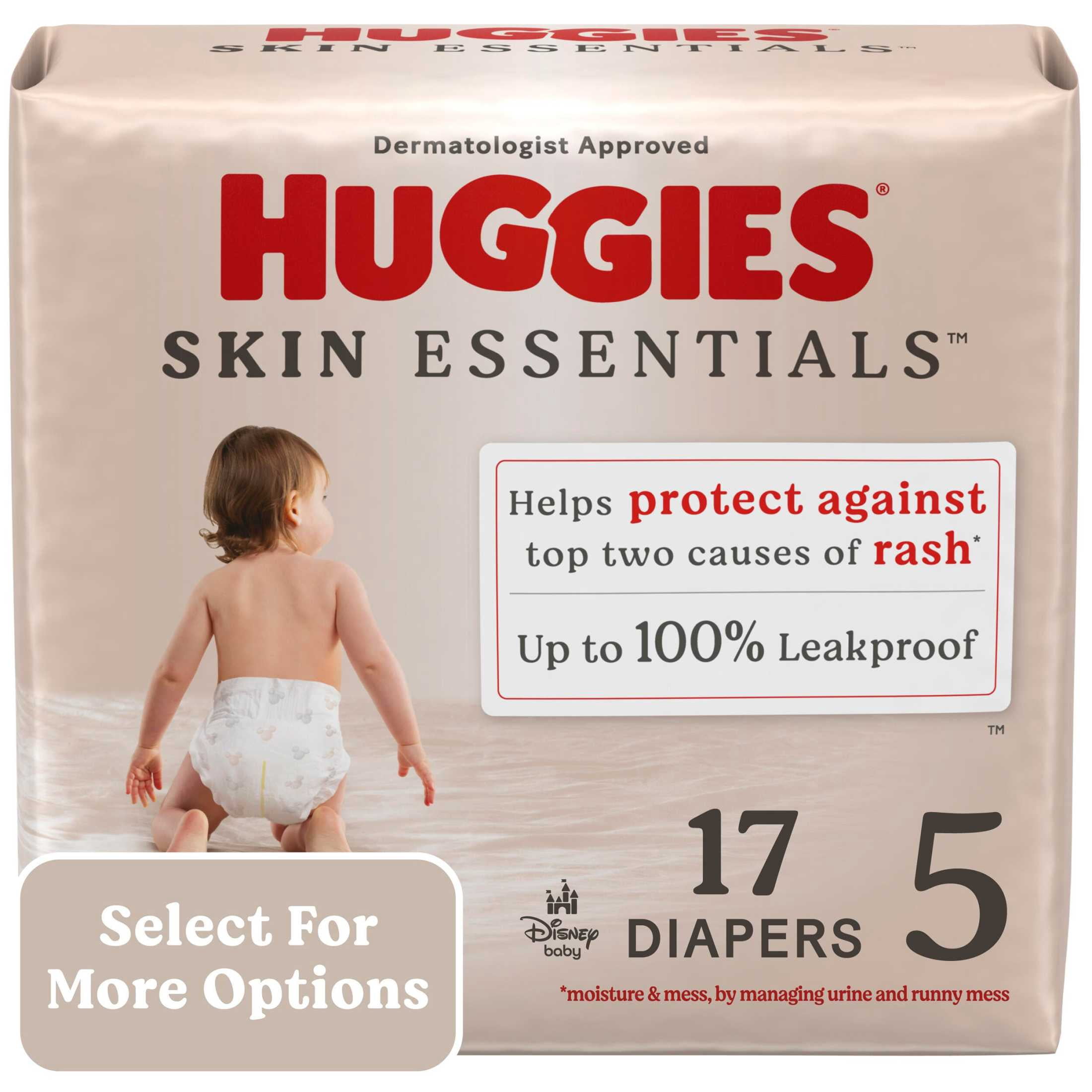 Huggies Skin Essentials Baby Diapers, Size 5 (27+lbs), 17 Count (Select for More Options)