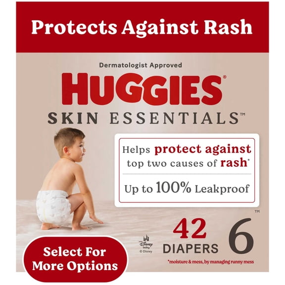 Huggies Skin Essentials Baby Diapers, Size 6 (35+lbs), 42 Count (Select for More Options)
