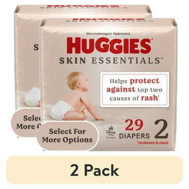 (2 pack) Huggies Skin Essentials Baby Diapers for Sensitive Skin, Size 2 (12-18 lbs), 29 Ct (Select for More)