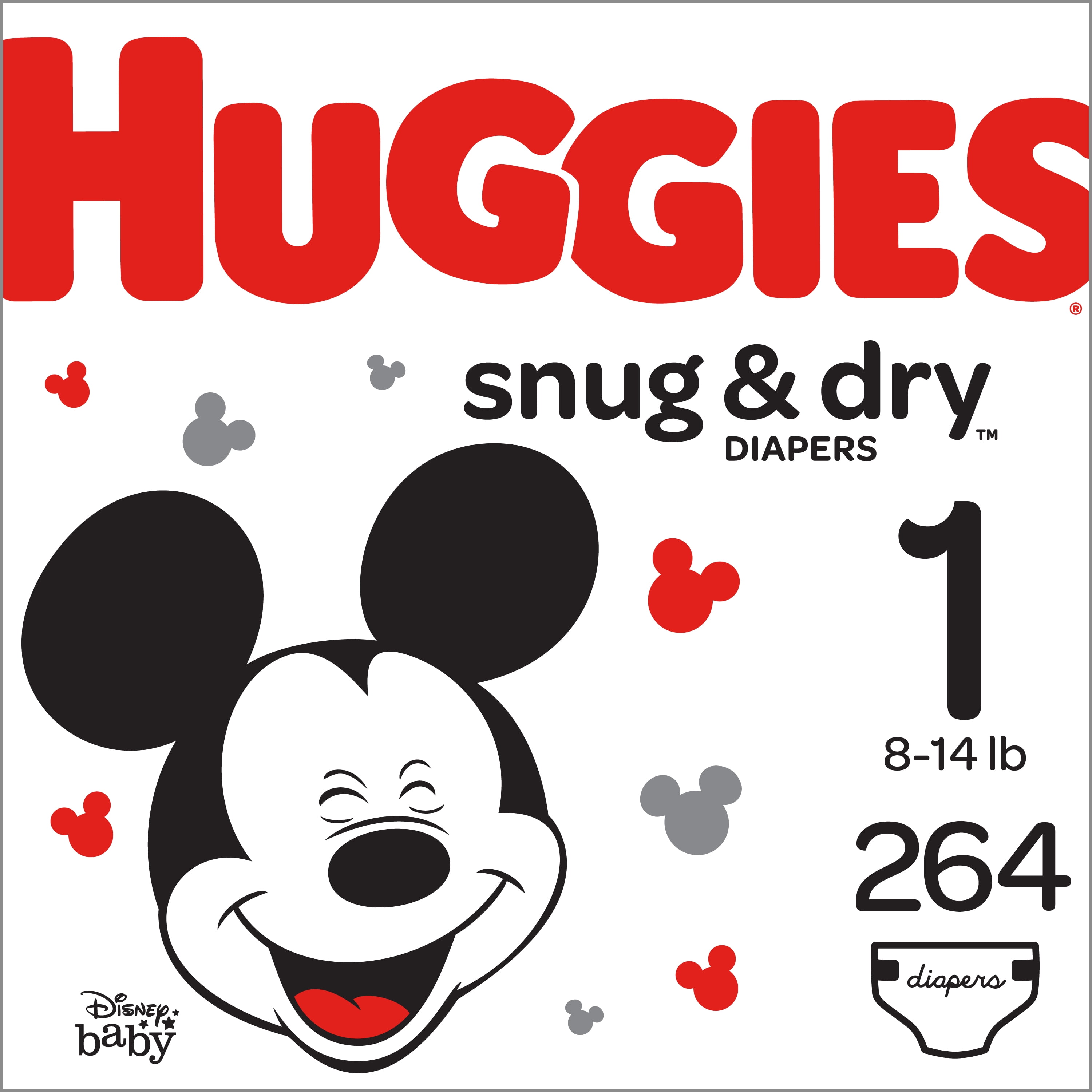Huggies Snug & Dry Baby Diapers, Size 1, 264 ct