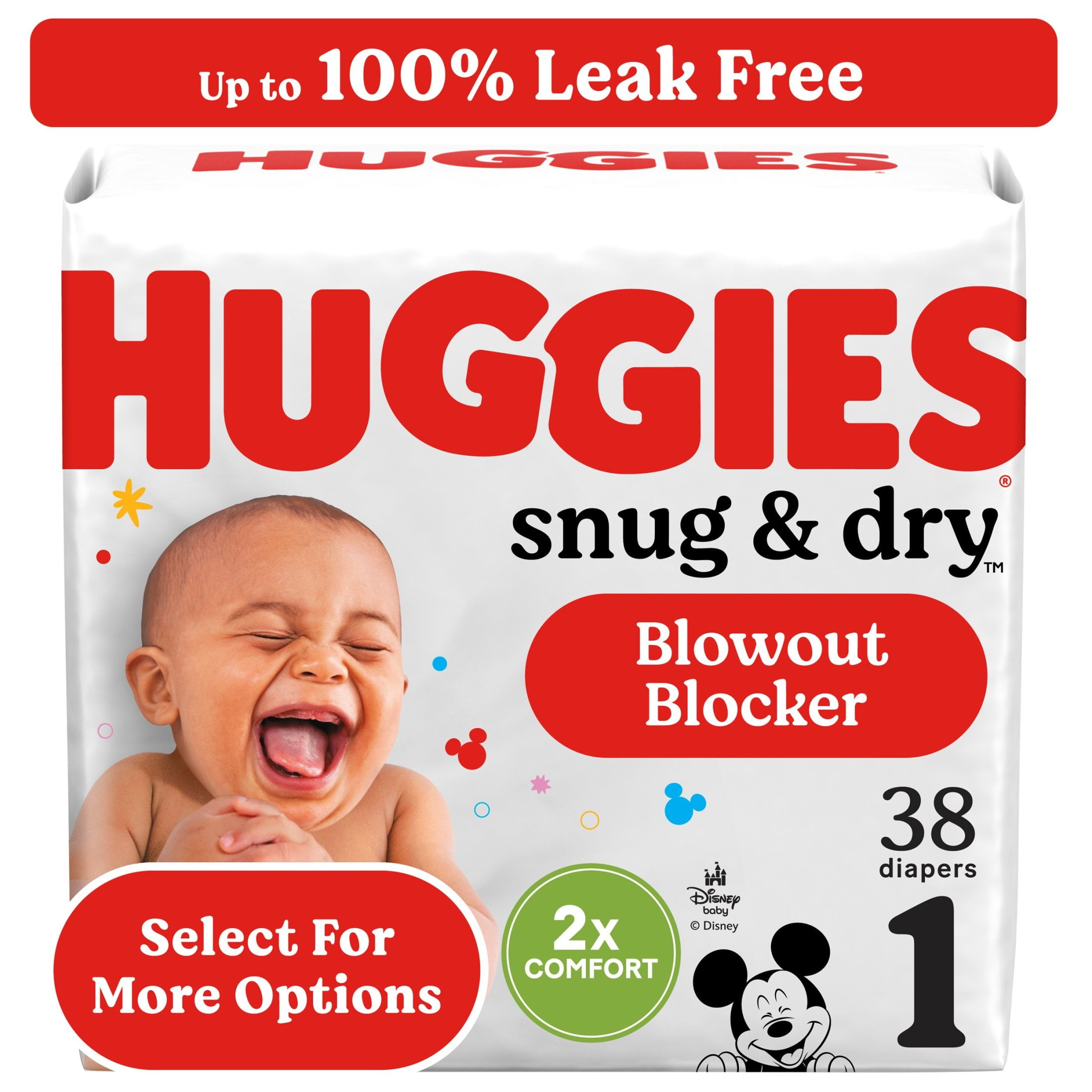 Huggies Snug & Dry Baby Diapers, Size 1 (8-14 lbs), 38 Ct (Select for More Options)