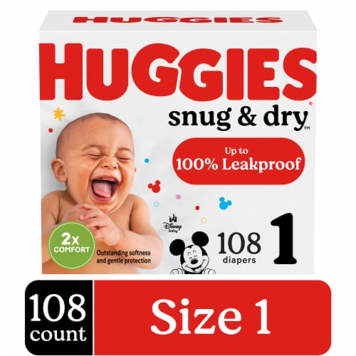 Huggies Snug & Dry Baby Diapers Size 1 (8-14 lbs) - 108 ct