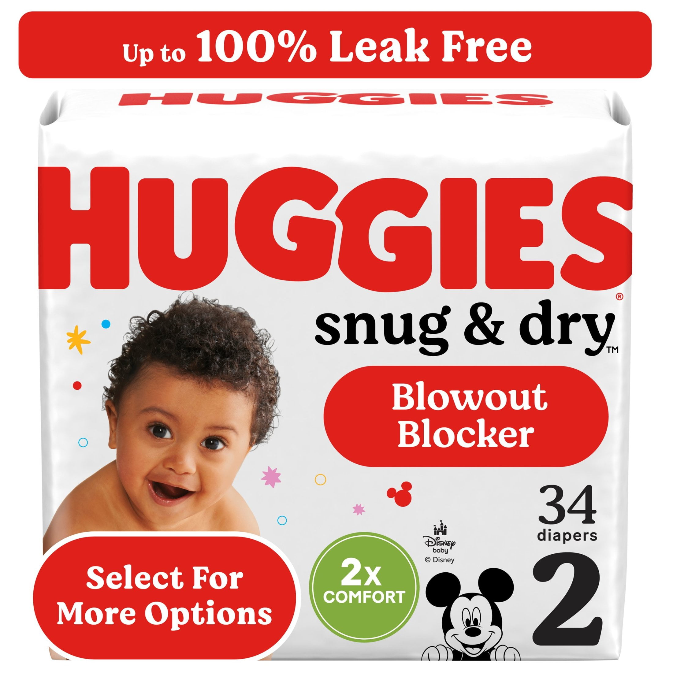 Huggies Snug & Dry Baby Diapers, Size 2 (12-18 lbs), 34 Ct (Select for More Options)