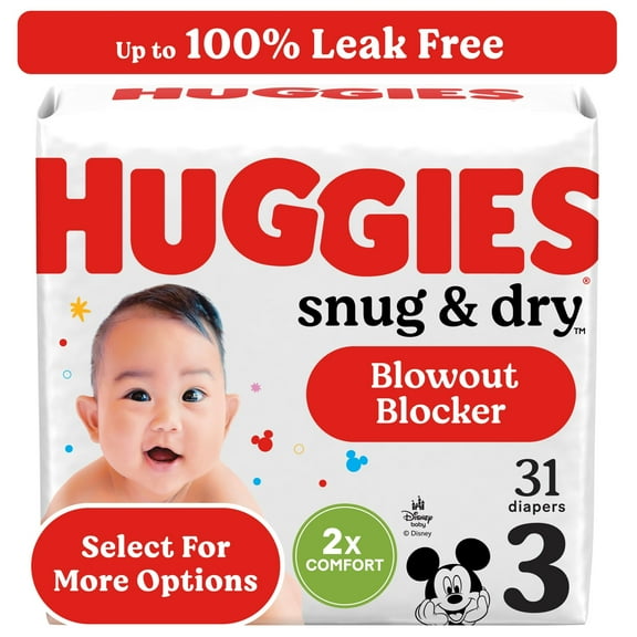 Huggies Snug & Dry Baby Diapers, Size 3 (16-28 lbs), 31 Ct (Select for More Options)