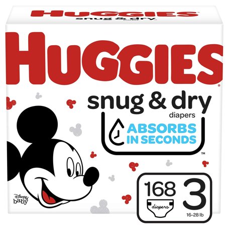 Huggies Snug & Dry Baby Diapers, Size 3, 168-Ct (Pack of 2)