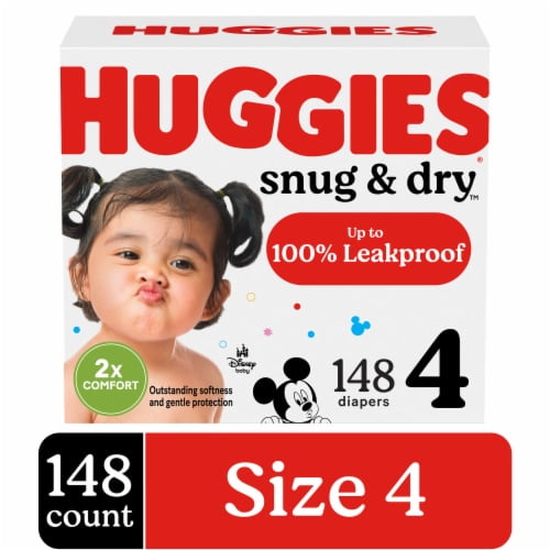 Huggies Snug & Dry Baby Diapers Size 4 (22-37 lbs) - 148 ct