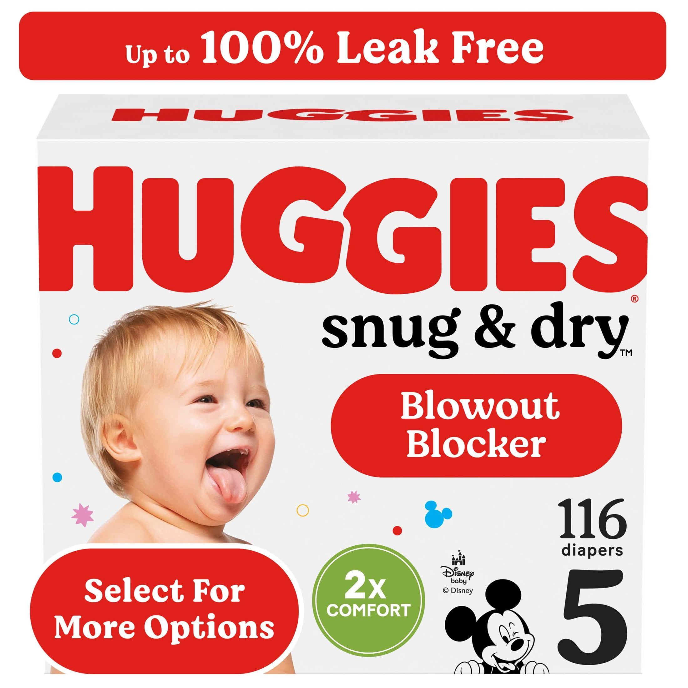 Huggies Snug & Dry Baby Diapers, Size 5 (27+ lbs), 116 Ct (Select for More Options)