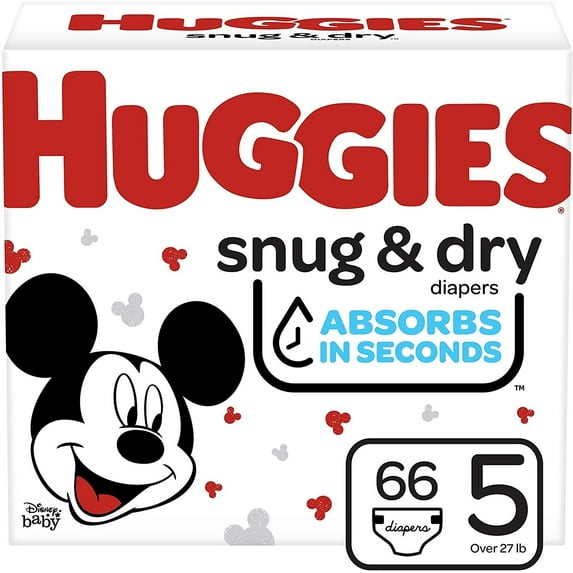 Huggies Snug & Dry Baby Diapers, Size 5, 66 Ct