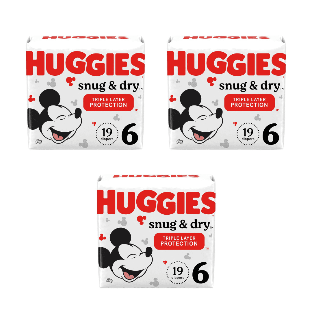 Huggies Snug & Dry Baby Diapers, Size 6, 19 Ct ( 3 Pack) Bundle