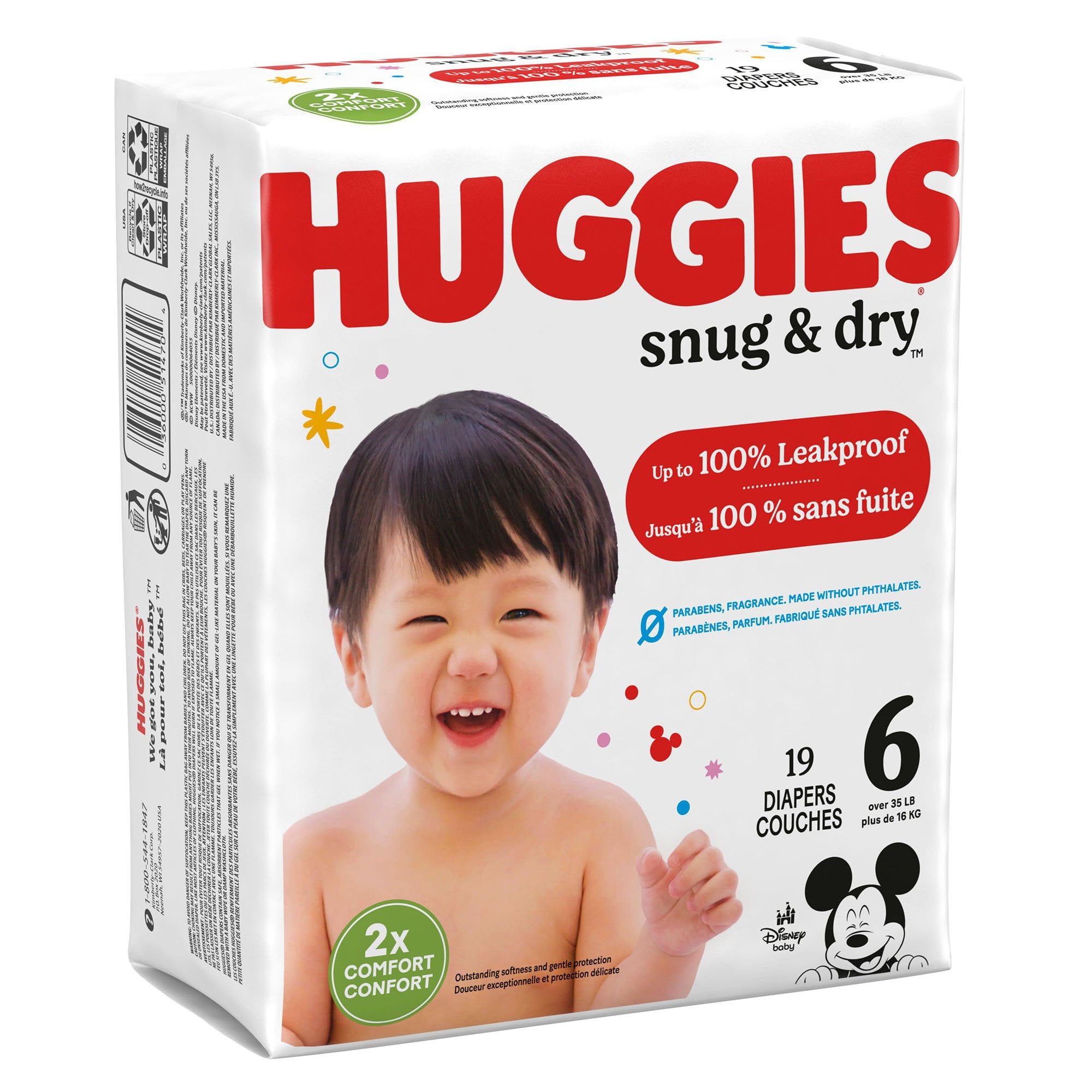 Huggies Snug & Dry Baby Diapers, Size 6, 19 Ct