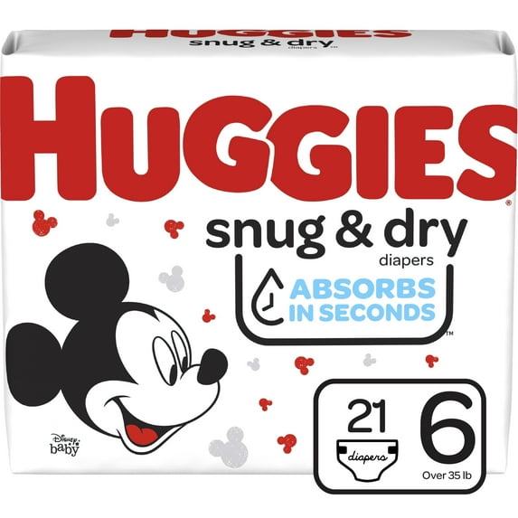 Huggies Snug & Dry Baby Diapers, Size 6, 21 Ct, Jumbo Pack
