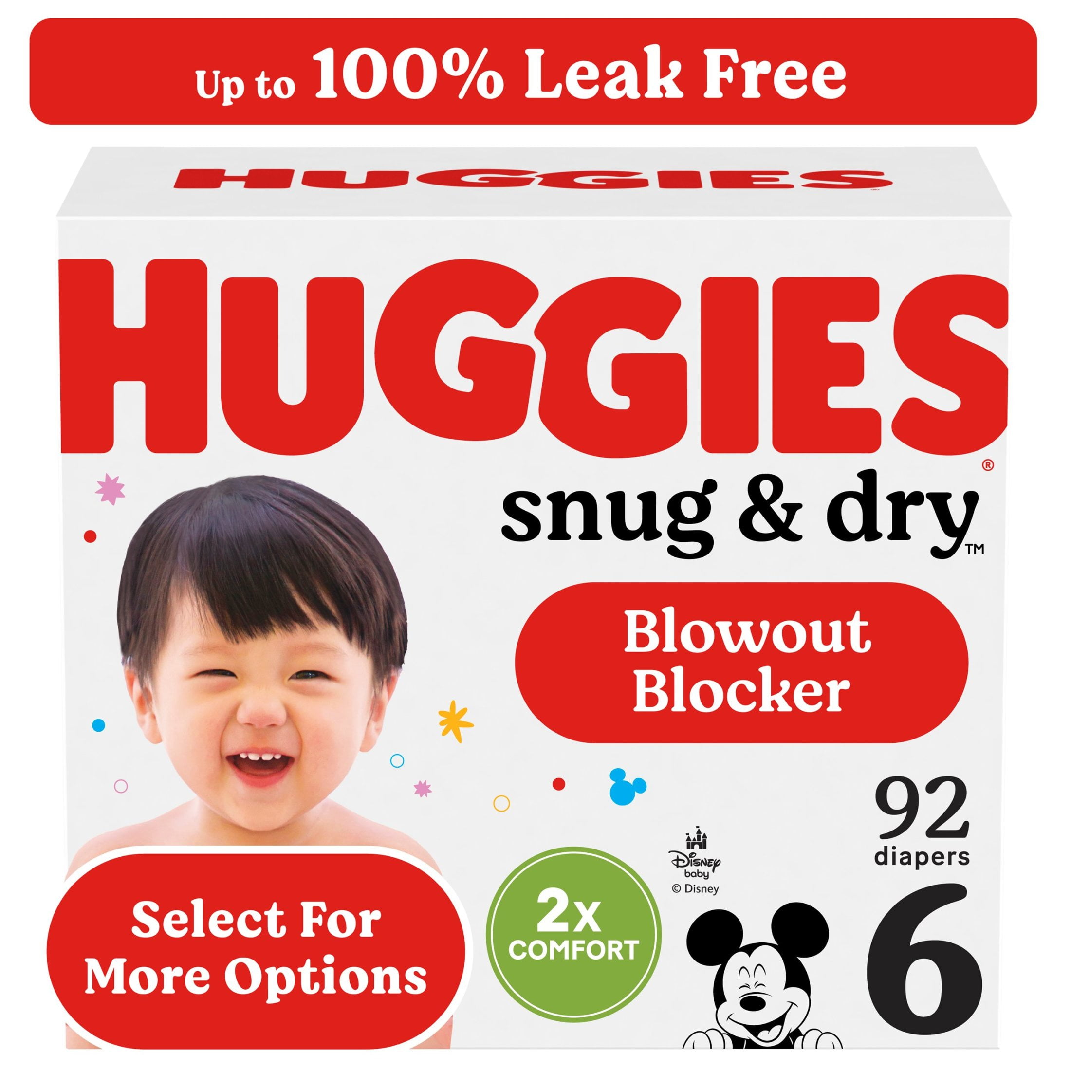 Huggies Snug & Dry Baby Diapers, Size 6 (35+ lbs), 92 Ct (Select for More Options)